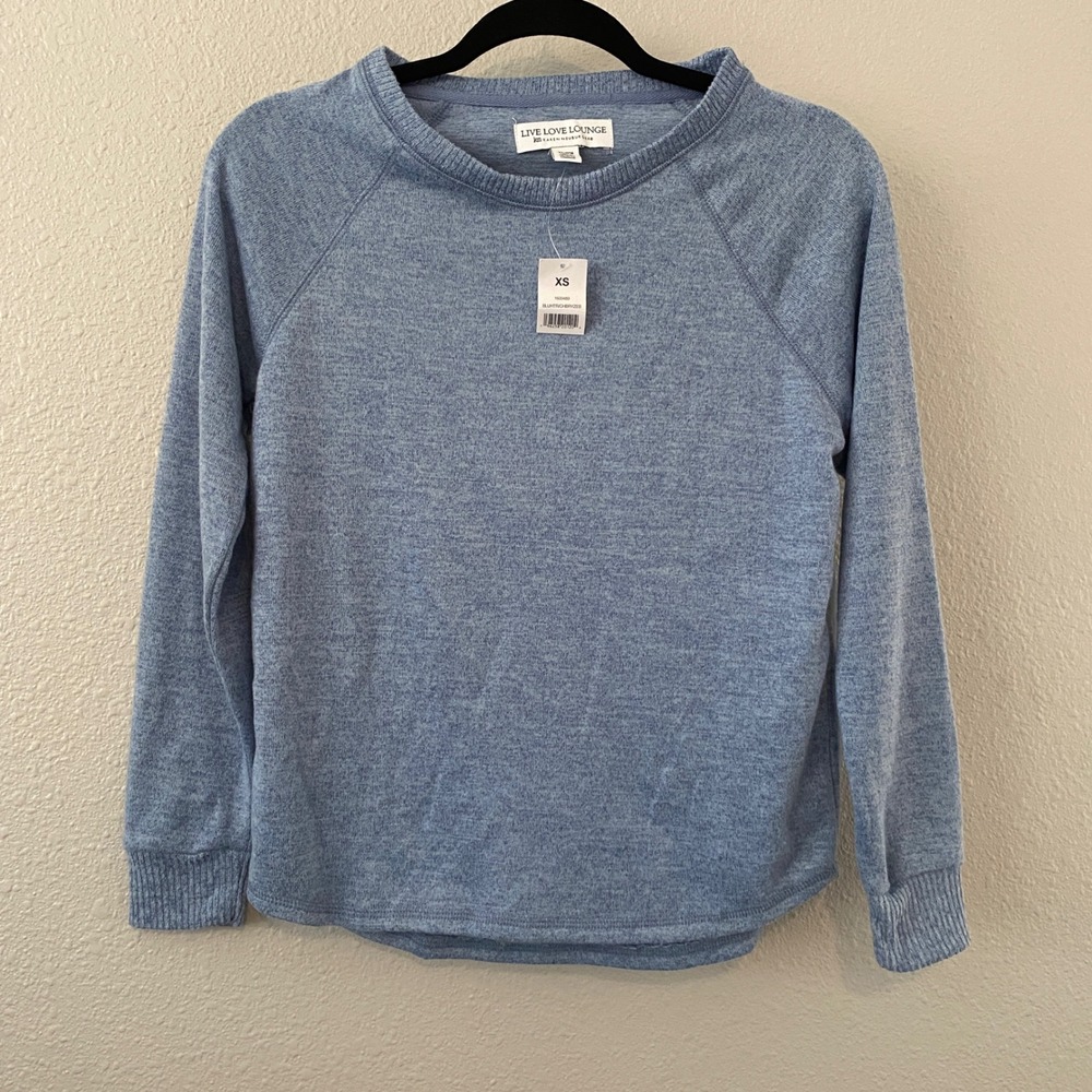 NWT Live Love Lounge by Karen Neuburger Blue Sweater XS Comfy Cozy Casual Autumn